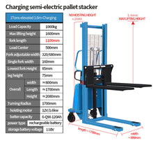 Load image into Gallery viewer, Semi-electricPalletStacker 2200Ibs Model:JC-BDD-2T-XM